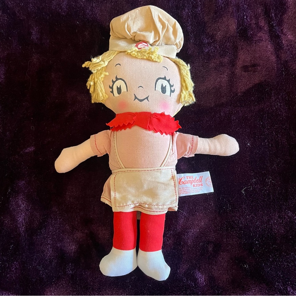 Vintage The Campbell kids girl chef doll plush Knickerbocks
